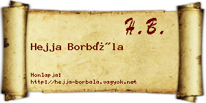 Hejja Borbála névjegykártya